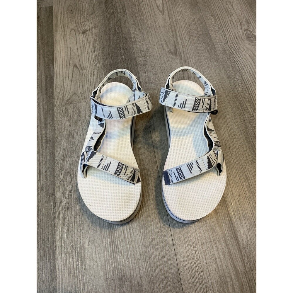 Teva Women’s Platform Sandals Size 6 White Black Strappy Comfort Sport Shoes